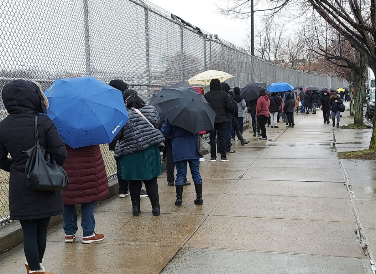 New Vaccine Site at Bronx High School of Science Sees Long Lines